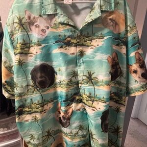Tropical Dog Hawaiian Print Shirt Tacky